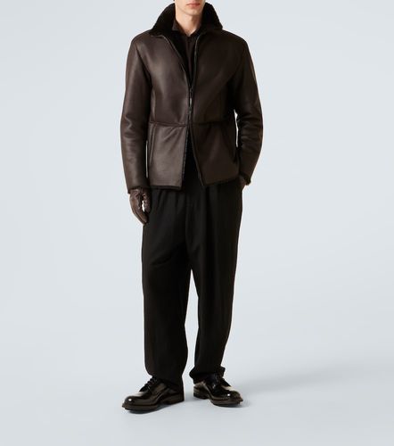 Veste en cuir et shearling - Giorgio Armani - Modalova