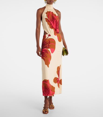 Robe longue en crêpe de soie à fleurs - Johanna Ortiz - Modalova