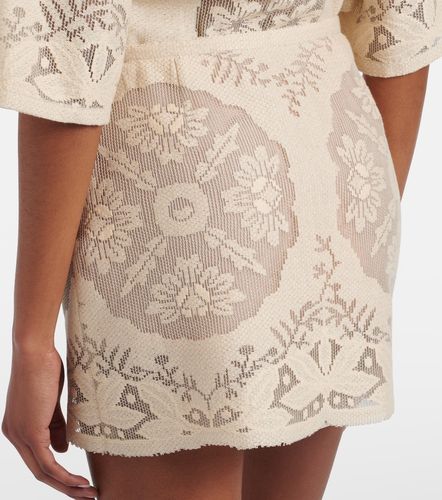 Mini-jupe en coton mélangé à fleurs - Valentino - Modalova