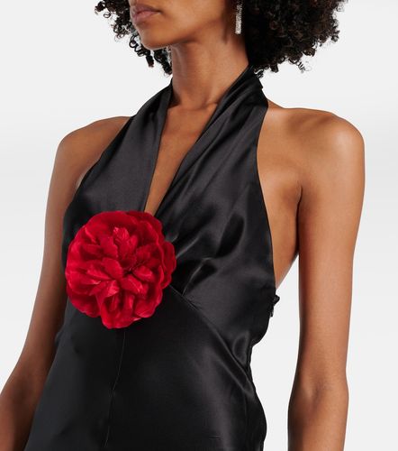 Robe longue en satin de soie à appliqués floraux - Rodarte - Modalova