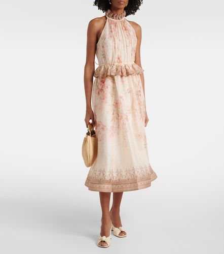 Robe midi Illuminate en lin et soie à fleurs - Zimmermann - Modalova
