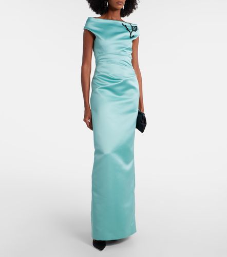 Robe longue en satin à encolure bardot - Erdem - Modalova