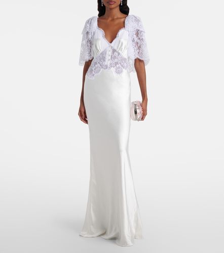 Robe longue en satin et dentelle - Self-Portrait - Modalova