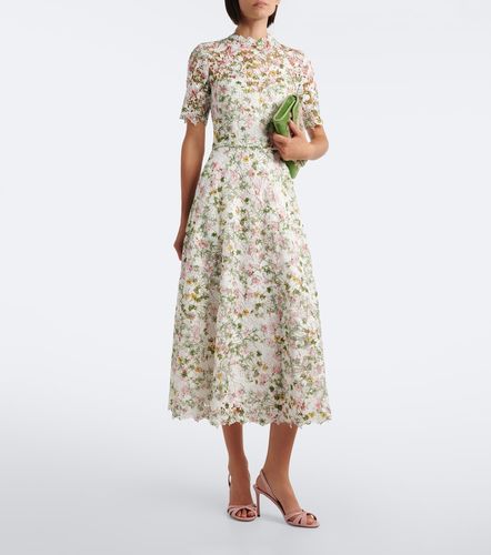 Robe midi en guipure à fleurs - Monique Lhuillier - Modalova