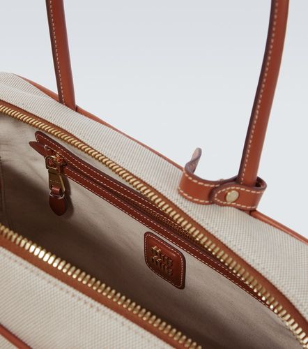 Sac en toile et cuir à logo - Miu Miu - Modalova