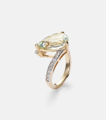 Bague Slanted en or 14 ct, améthyste et diamants - Mateo - Modalova