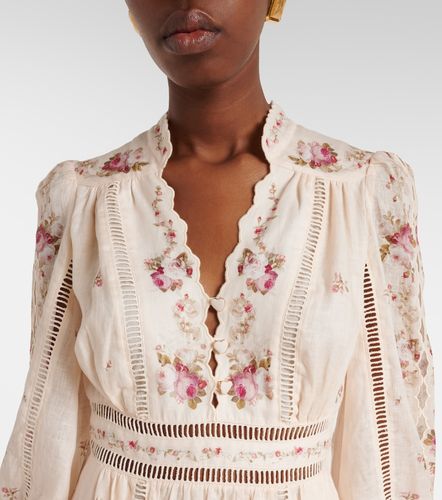 Robe midi Patience en lin à fleurs - Zimmermann - Modalova