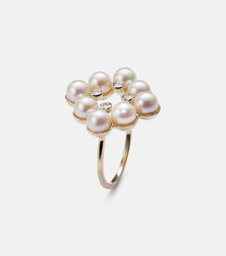 Bague en or 14 ct, perles et diamants - Mateo - Modalova
