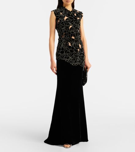 Robe longue Serisa en velours à ornements - Costarellos - Modalova