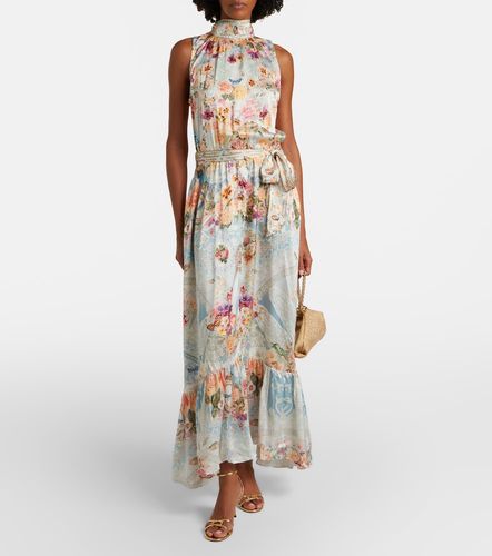 Robe longue en soie à fleurs - Camilla - Modalova