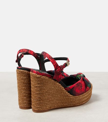 Espadrilles compensées à fleurs - Dolce&Gabbana - Modalova