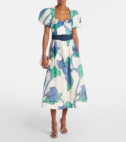 Robe midi Blue Ivy en lin et soie à fleurs - Rebecca Vallance - Modalova