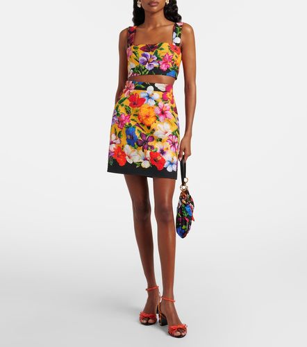 Mini-jupe en coton mélangé à fleurs - Dolce&Gabbana - Modalova