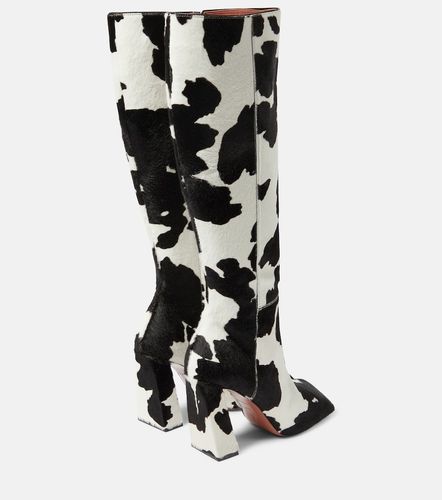 Bottes Marine en cuir façon poulain - Amina Muaddi - Modalova