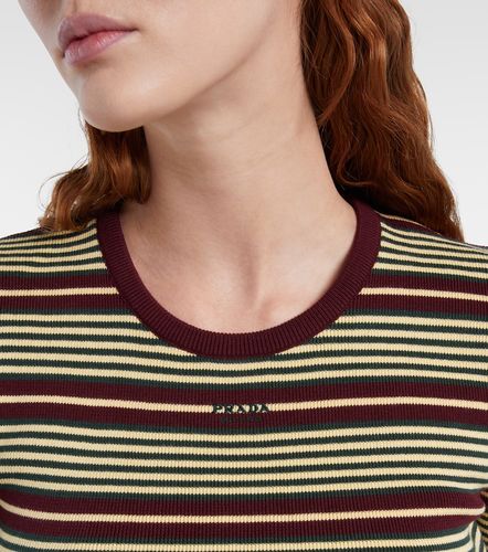 T-shirt rayée en coton mélangé - Prada - Modalova