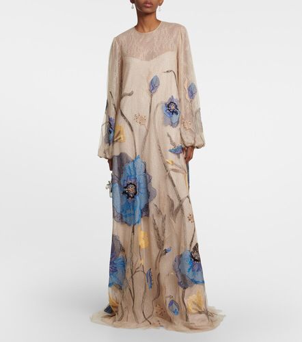 Robe longue Yesenia en tulle et dentelle - Costarellos - Modalova