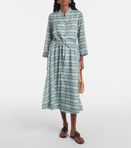 Robe midi en coton et soie imprimés - Tory Burch - Modalova