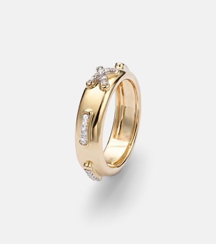 Bague Diamond Cross Stitch en or 14 ct et diamants blancs - Stone and Strand - Modalova