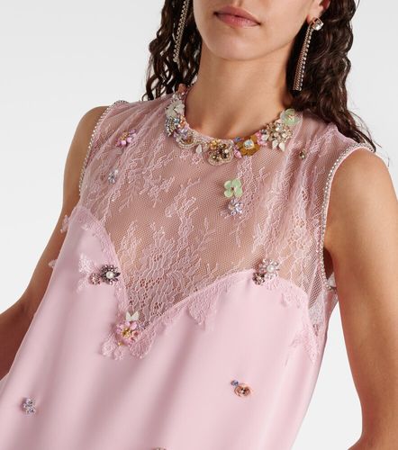 Robe midi Keeva en crêpe et dentelle à ornements - Costarellos - Modalova