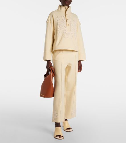 Pantalon de survêtement en laine et coton mélangés brodé - Xu Zhi - Modalova