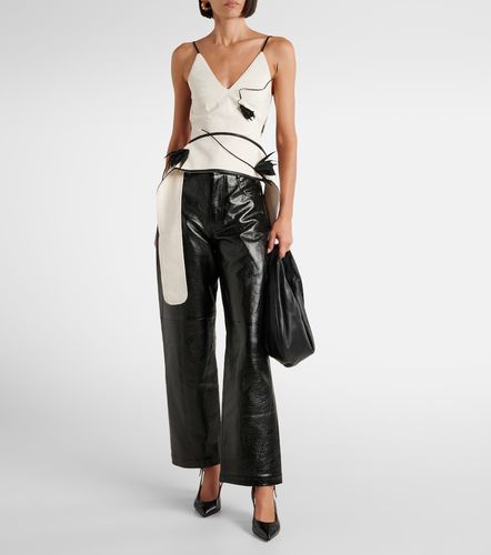 Pantalon ample taille haute en cuir - Jacques Wei - Modalova
