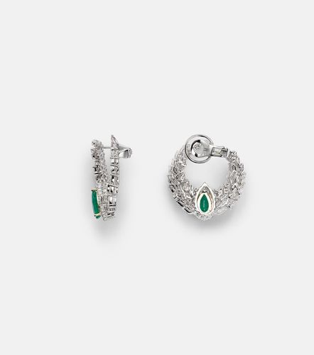 Boucles d'oreilles Reign Supreme en or blanc 18 ct, diamants et émeraudes - Yeprem - Modalova