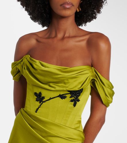 Robe longue Paloma en satin à ornements - Clio Peppiatt - Modalova