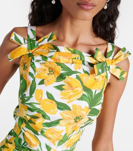 Robe midi en popeline à fleurs - Carolina Herrera - Modalova