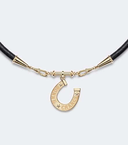 Collier Bonne Chance Small en or 18 ct, cuir et diamants - Marie Lichtenberg - Modalova