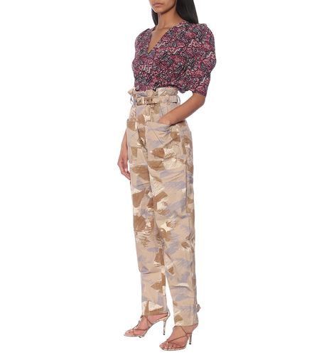Pantalon paper bag Iona imprimé en coton et lin - Isabel Marant - Modalova