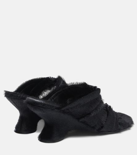 Mules compensées en cuir façon poulain - Dries Van Noten - Modalova