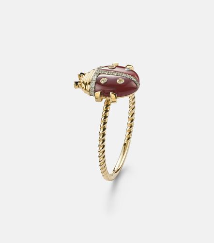 Yvonne Léon Bague Coccinelle Mini en or 9 ct, agate et diamants - Yvonne Leon - Modalova