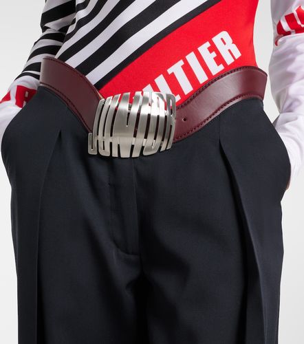 Pantalon ample en laine à finitions en cuir - Jean Paul Gaultier - Modalova