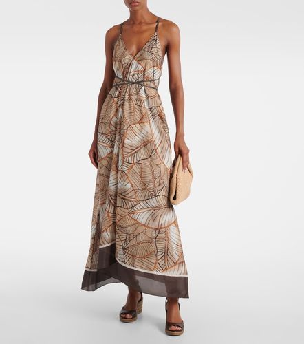 Robe longue imprimée en soie - Brunello Cucinelli - Modalova