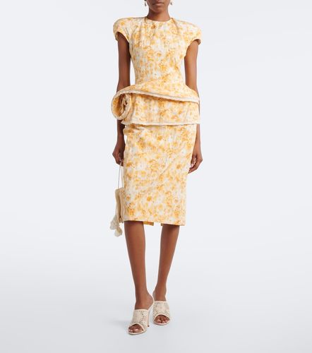 Robe midi en coton mélangé à fleurs - Magda Butrym - Modalova