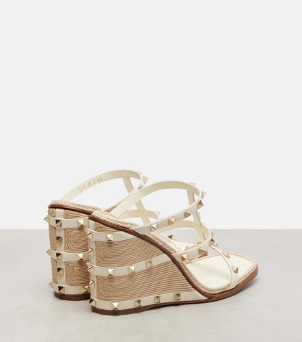 Espadrilles compensées Rockstud 100 en cuir - Valentino Garavani - Modalova