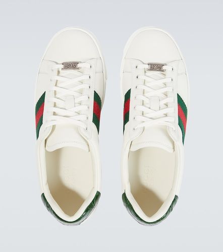 Baskets Ace Web Stripe en cuir - Gucci - Modalova