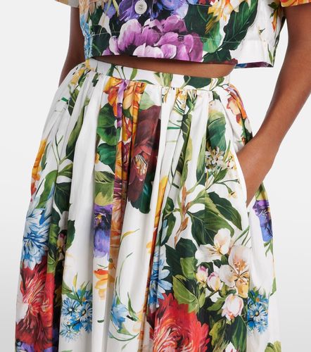Jupe midi en coton à fleurs - Dolce&Gabbana - Modalova