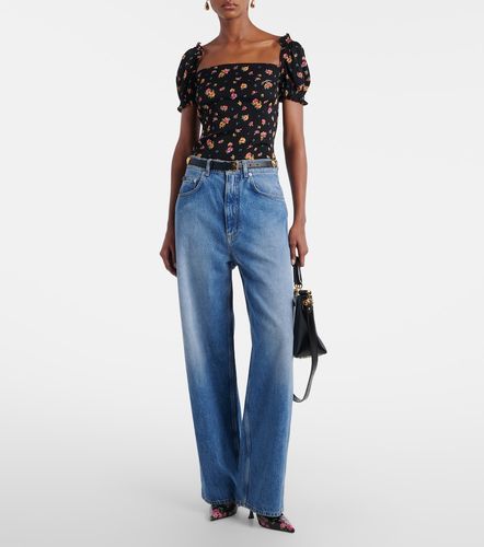 Top en soie mélangée à fleurs - Dolce&Gabbana - Modalova