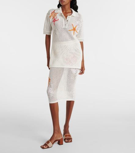 Polo en crochet de coton brodé - Versace - Modalova