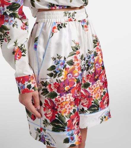 Bermuda en sergé de soie à fleurs - Dolce&Gabbana - Modalova