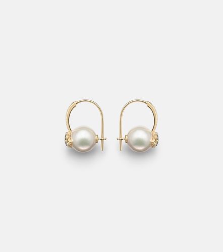 Boucles d’oreilles en or 14 ct (585/1000), perles et diamants - Sydney Evan - Modalova