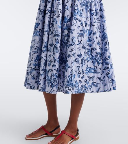 Robe midi popeline de coton à imprimé - Erdem - Modalova