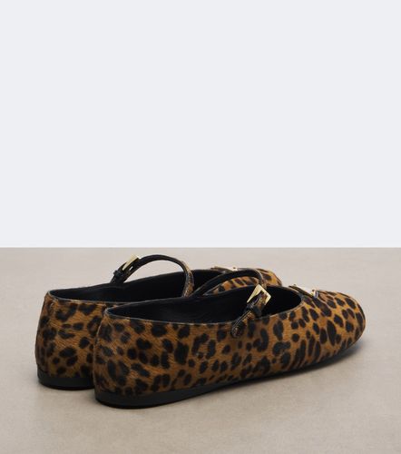 Ballerines Mary Jane léopard en cuir façon poulain - Prada - Modalova