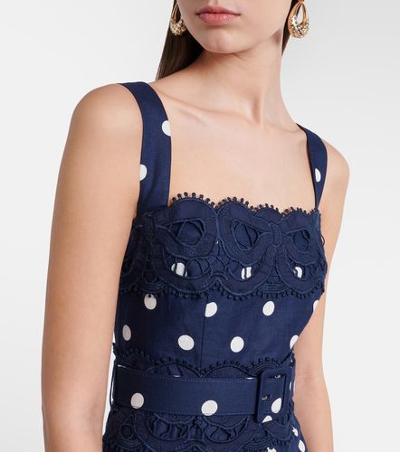 Robe midi en lin et coton à pois - Self-Portrait - Modalova