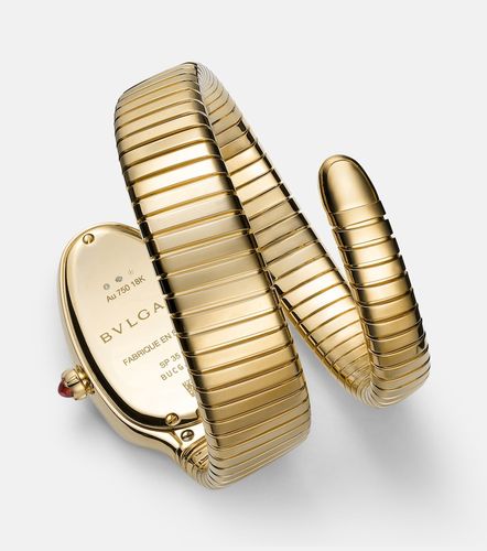 Montre Serpenti Tubogas 35 mm en or 18 ct, diamants et tourmaline - Bvlgari - Modalova