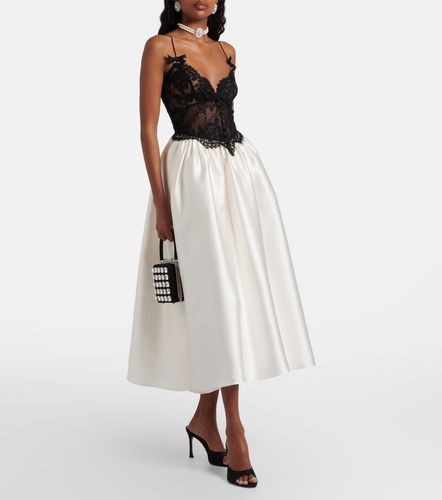 Robe midi en dentelle et taffetas - Self-Portrait - Modalova