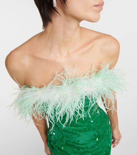 Robe midi à paillettes et plumes - Self-Portrait - Modalova