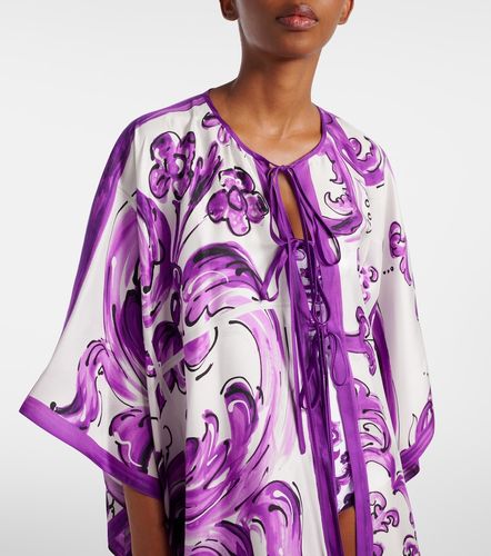 Robe de plage Majolica en soie - Dolce&Gabbana - Modalova