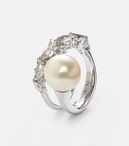 Bague en or blanc 18 ct, diamants et perle - Yeprem - Modalova